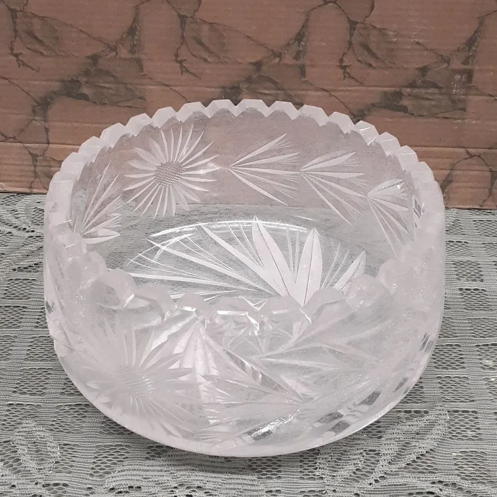 Elegant Heavy Cut Glass sawtooth rim 7